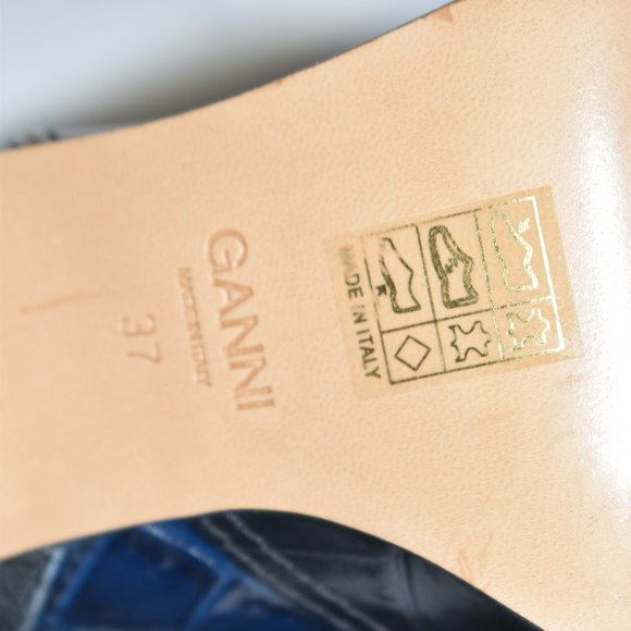 GANNI Western Colorblock Leather Ankle Boots Size 7 - Picture 10 of 10